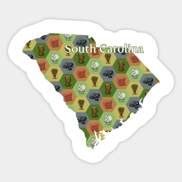 South Carolina State Map Board Games Sticker by adamkenney